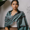 Teal Green Floral Embroidered Shawl
